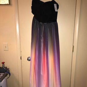 Strapless ombré evening dress